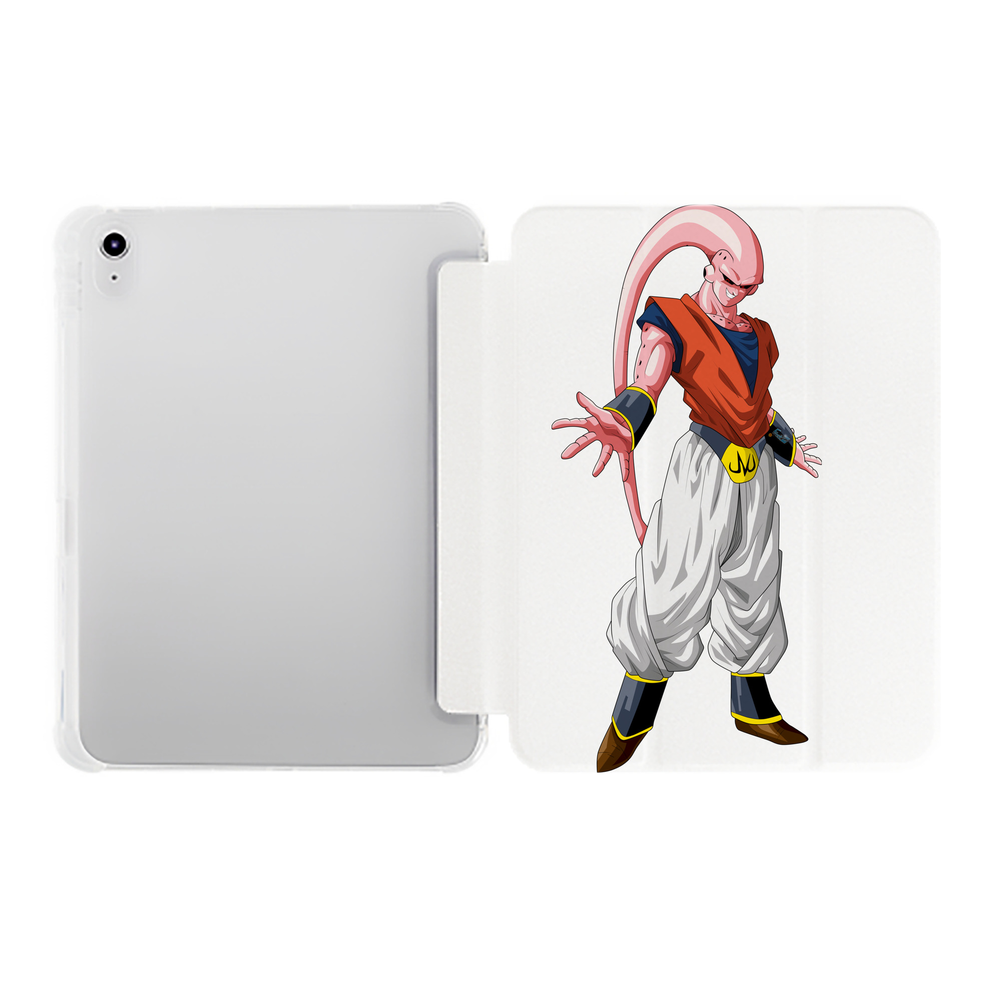 （画像用） ドラゴンボール 魔人ブウ DRAGON BALL Majin Buu IPad ケース ペン収納付き 三つ折りスタンド PUレザー×シリコン 対応機種9.5/10.5/10.9インチ